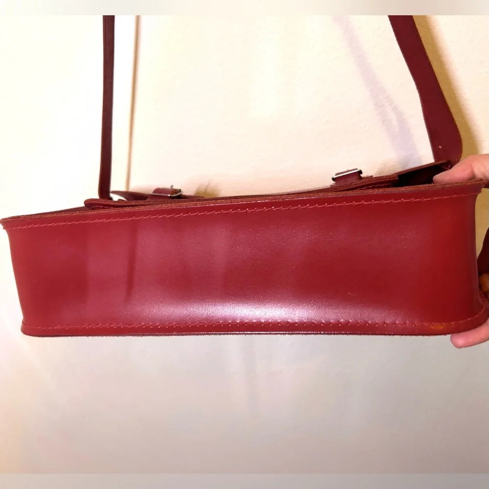 Cambridge Satchel Company 14 Inch Satchel in Red leather messenger bag academia - Picture 6 of 12